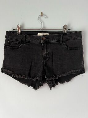 Abercrombie & Fitch Black Frayed Hem Denim Shorts, Size 8